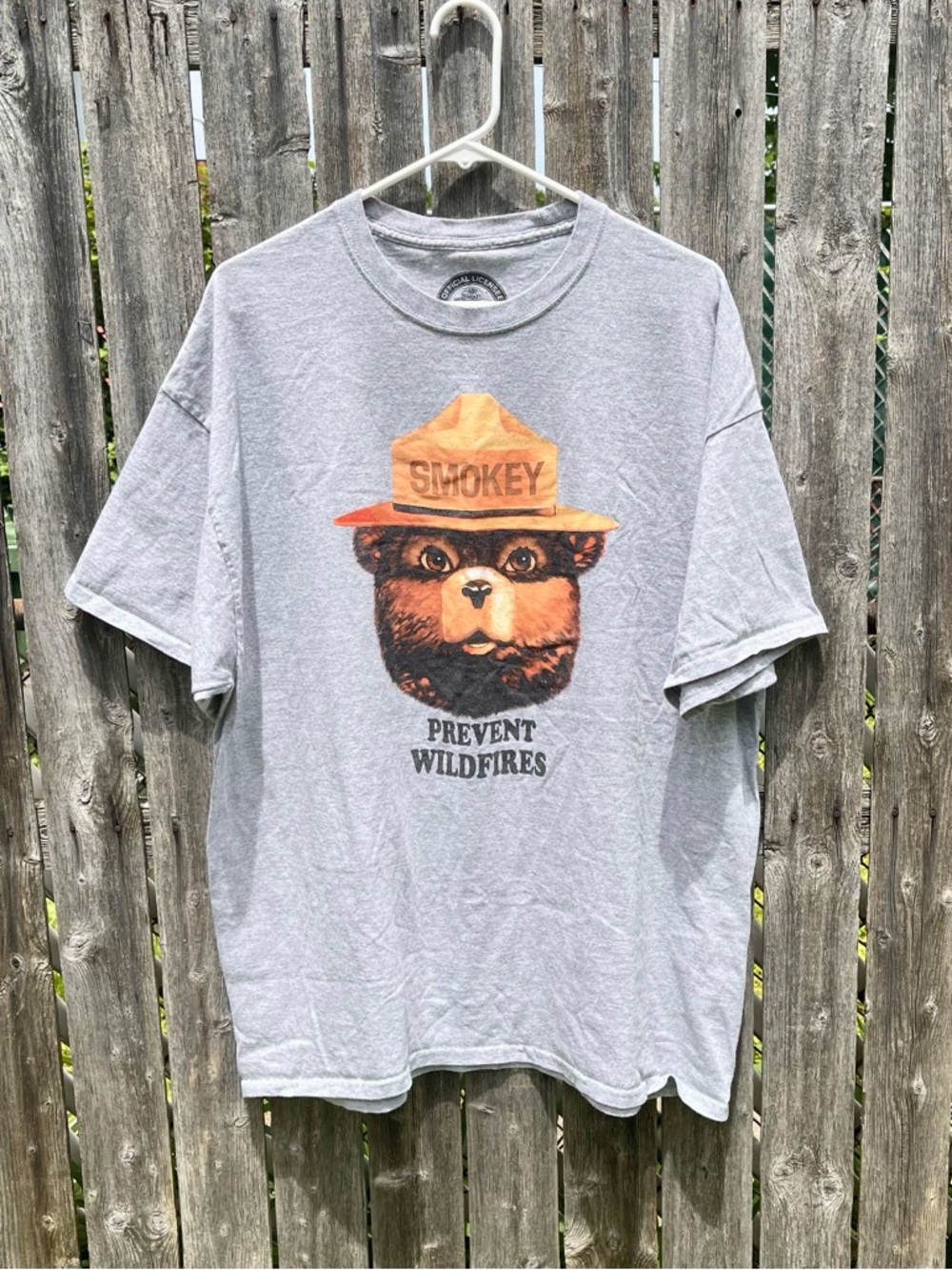 Smokey Bear Graphic Tee - Gray with Orange Print